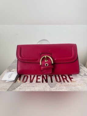 Coach Red Leather Slim Wallet!